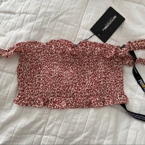 PrettyLittleThing White Daisy Bardot Crop Top